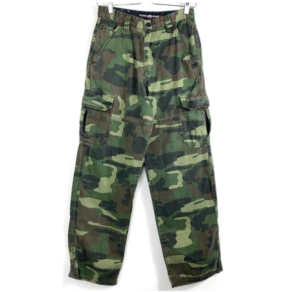 PLUGG Jeans Vintage High Rise Como Cargo Pants in Military Green Size 16 Girls - Picture 2 of 10